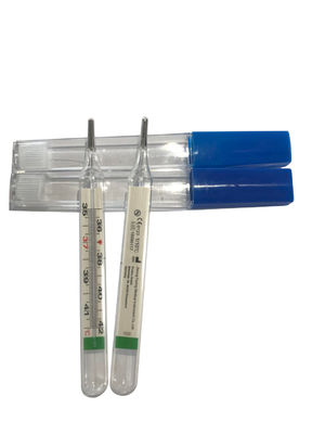 Soporte personalizado Termómetro de vidrio amarillo/azul para medir la temperatura del cuerpo humano
