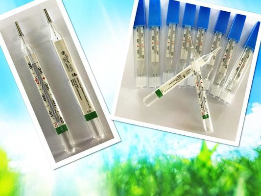 Soporte personalizado con certificación CE de vidrio libre de mercurio clínico oral de axila termómetro médico de fiebre para bebés y adultos