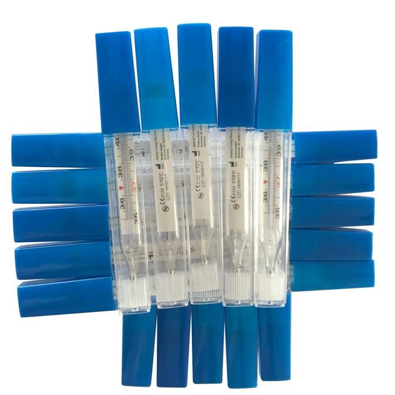 Soporte personalizado con certificación CE de vidrio libre de mercurio clínico oral de axila termómetro médico de fiebre para bebés y adultos